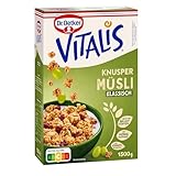 Dr. Oetker Vitalis Knuspermüsli klassisch, 4er Pack knuspriges Frühstücksmüsli mit Rosinen, 4 x 1500 g Müsli in der Großpackung mit Honig verfeinert