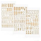 Larrel 3 Stück Golde Buchstaben und Zahlen Aufkleber, 3D Glitzer Alphabet Buchstaben Aufkleber Zahlen Symbolen Aufklebers Selbstklebende PVC Buchstabens Wasserdichte für Scrapbook Bastelarbeiten