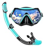 Schnorchelset Erwachsene Trocken mit Maske & Schnorchel Antibeschlag 180°-Panoramablick Schnorchelset Damen Herren zum Schnorcheln Schwimmen Strandurlaub