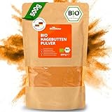 RheinNatur Bio Hagebutten-Pulver 500 g - 100% Bio Hagebutten gemahlen - Reich an Vitaminen, Mineralstoffen & Antioxidantien - Ideal für Smoothies, Tee, Müsli & mehr