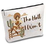 CREATCABIN Cowgirl Western-Make-up-Tasche, Mehrzwecktasche, Reißverschluss, Kulturbeutel, Reise-Waschtasche, Geldbörse, tragbarer Aufbewahrungs-Organizer für Frauen, Freunde, 25,4 x 17,8 cm - The Hell