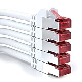 deleyCON 5x 2m CAT6 Patchkabel S/FTP PIMF Schirmung CAT-6 RJ45 Netzwerkkabel Ethernetkabel LAN DSL Switch Router Modem Access Point Patchfelder - Weiß