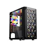 ESGAMING Micro-ATX Mini Tower Computer Gehäuse, PC Gehäuse Vorinstalliert 4 x ARGB Lüfter Gehärtetes Glas Seitenwand & Hollow Out Front Panel Ventilated Airflow Support USB 3.0 B500