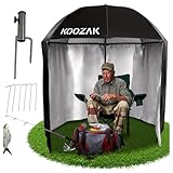 ZOLTA Angelzelt Schirmzelt Namiot Parasol Wasserdicht UV Schutz Windschutz Höhenverstellbar Teleskop Camping Zelt Schirm für Angeln Strand See mit Wand Heringe Stahlanker Tragetasche 2in1