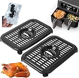 2 Stück Air Fryer Grillpfanne für Ninja Air Fritteuse, 20 * 14 cm Air Fryer Grill Pan mit 8 Gummipuffer Air Fryer Ersatzteile für Ninja Foodi Dualzone, mit Ninja Foodi AF300UK, Spülmaschinenfest