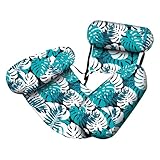 Schwimmender Bettstuhl für Erwachsene, schwimmende Hängematte mit Ahornblatt-Motiv, aufblasbare Poolliege, aufblasbares Nudelfloß für Wasserstuhl