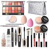 Make-up Sets, 18 Stück All in One Makeup Set, Multifunktions Kosmetik Schmink Kit Frauen, Kosmetik Starter Kit Make-up Geschenkset mit Lidschatten Palette, Lippenstift, Eyeliner, Mascara, Pinsel