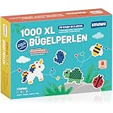 Smowo® Große 10mm Bügelperlen 1000 Stück für Kinder ab 3 Jahren - 7 bunte Farben XL Steckperlen - Kreatives Perlenset