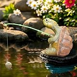 Teichdeko Miniteich Deko Garten Figuren Frosch, Gartenfiguren für Draußen Wetterfest, Schildkröte Panda Schwein Teich Deko Statuen aus Harz, für Garten Teich Balkon Terrasse Dekoration (E)