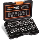 THINKWORK Schraubenausdreher Satz, 14-teiliges Schrauben und Muttern Entferner Set, Abisolierter Radmuttern Entferner zum Entfernen von beschädigten, gefrorenen, verrosteten Muttern und Schrauben