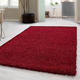 Carpetsale24 Shaggy Hochflor Teppich, 120x170 cm, Rot, weich, flauschig, modern, einfarbig, Für Wohnzimmer oder Schlafzimmer, für Wohnzimmer Schlafzimmer Flur