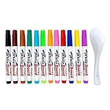 Tityvirnix Wasserschwimmender Malstift, Whiteboard-Marker für Zuhause, Kinder, Erwachsene, Büro, 12 Farben, 12,2 x 1,2 cm