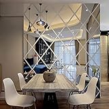 SSyang Selbstklebend Fliesenspiegel ohne-Rahmen wandspiegel, 17 Stück Acryl wanddeko Mirror, für die Dekoration zu Hause, im Wohnzimmer, Badezimmer und im Schlafzimmer (50 x 50 cm)