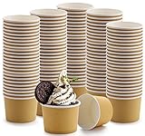 Lawei 100 Stück Eisbecher Pappe Eisschalen Einweg Pappschalen Stapelbar Einwegschalen Umweltfreundlich Karton für Eis Dessert Vorspeisen Party Picknick - 240 ml