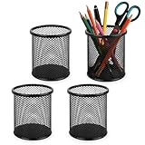 UTOCLEC Metall Stifteköcher, 4 Stück Schreibtisch Organizer, Kinder Stifteköcher, Stiftehalter Rund Aus Drahtmetall, Schreibtisch Stiftebox Schwarz