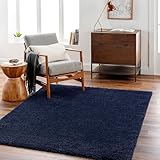 Livabliss Shaggy Berber Teppich - Flauschiger Teppich groß für Wohnzimmer, Esszimmer, Schlafzimmer, Langflor Hochflor Teppiche flauschig - 160x213 cm, Wohnzimmerteppich in Dunkelblau