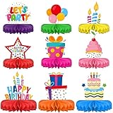 9 Stück Geburtstag Dekoration,Bienenwaben Deko Papier Tischdekoration Geburtstag Farbig Happy Birthday Tisch Ornamente Party Zubehör für Männer Frauen Geburtstag Party Tischaufsätze