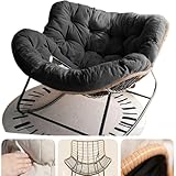 Egg Schaukelstuhl für Erwachsene mit dickem Kissen, für den Außenbereich, Terrasse, Schaukelstuhl, Rattan-Gewebe, bequem und hautfreundlich, ideal für Schlafzimmer und Wohnzimmer, Schwarz, Größe S