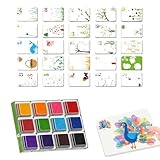 Monozoz Fingerfarbe, waschbares Regenbogen-Stempelkissen, Zeichenzubehör für Töpferei, Handwerk, Dekoration, Schule, Klassenzimmer, Zuhause, Party, Kinder, Kleinkinder