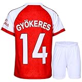 Hawkara 25/26 Gyokeres #14 Kinder Sonderausgabe Home Trikot mit Kurz, Fußball Trikot Set Jugendgrößen (Home,128)