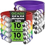 GearIT XLR-Mikrofonkabel (3 m, 10 Stück, XLR-Stecker auf Buchse, 3-polig, symmetrisch, geschirmtes Kabel für Mikrofonmischer, Aufnahmestudio, Podcast, mehrfarbig, 3 m, 10 Stück)