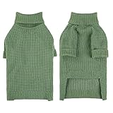 KONVINIT Hundepullover Kleine Mittelgroße Hunde,Winter Warm Hundepulli Rollkragen Hund Pullover Strickpullover für Chihuahua,Dackel,Französische Bulldogge usw.,Green S