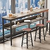Moderner rechteckiger Bartisch mit Fußstütze und verstellbaren Fußpolstern, Metallrahmen, hohe Theke, Frühstückstisch, Esstisch für kleine Räume, Küche, Wohnzimmer, Kneipe, Couchtisch, erhältlich in