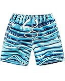 Domee Jungen Badehosen Badeshorts Schnelltrocknend Schwimmhose mit Netzfutter Verstellbarer Kordelzug Himmelblau 140-146 (Herstellergröße 10)