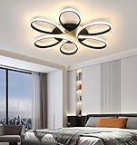 DDYY Moderne LED Deckenleuchte Dimmbar,Aluminium Wohnzimmerlampe Schwarz Deckenlampe Schlafzimmer mit Fernbedienung,3000K-6000K,Farbwechsel Schlafzimmerlampe Deckenbeleuchtung Licht (φ 75cm/45w)