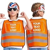 AYKRM Kinder Warnweste mit Reflektoren - Universal Größe für Kinder 2-5Y - Orange Sicherheitsweste zum Bedrucken