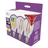 EMOS - LED-Lampe Filament A60 - A Klasse Vintage-Glühbirne - E27 Sockel - warmweiß - 806 lm - extra-sparsam, 3,8W (statt 60W Birne) - 50 000 Stunden - Winkel 300° - CRI min. 80-3er Pack