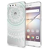 NALIA Handyhülle kompatibel mit Huawei P10, Motiv Design Slim Silikon Case Cover, Crystal Schutzhülle Handy-Tasche Dünn, Muster Etui Backcover Hülle Smart-Phone Bumper, Designs:Mandala Blau Türkis