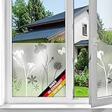 d-c-fix Fensterfolie Blossom Blumen-Muster statisch selbsthaftend Premium 45 cm x 1,5 m - blickdicht Sichtschutzfolie UV-Schutz - Sichtschutz Fenster Folie Milchglasfolie Pusteblume Gräser Motiv