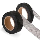 Prasacco 2 Rollen Saumband Zum Aufbügeln, Waschbar 20m x 1cm/20m x 2,5cm Selbstklebend Nahtband Zum Spleißen Von Stoffen, Vorhängen, Hosen, Kleidung (Schwarz)