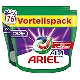 Ariel Waschmittel Pods All-in-1, Waschmittel 76 Waschladungen, Color, Kraftvolle Fleckenentfernung in nur 1 Waschgang