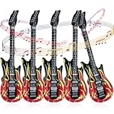 5 Stück Aufblasbare Gitarre , Luftgitarren Zum Aufblasen ,100 cm Luftgitarre , Gitarre Aufblasbar für 80s 90s Musikparty Geburtstag Dekoration Photo Booth Carnival