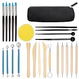 Kurtzy 25-teiliges Polymer Clay Keramik Modellierwerkzeug Set mit Aufbewahrungsbox - Töpferwerkzeug Ton Set - Ton Werkzeug Töpfer Set - zum Modellieren Prägen Formen