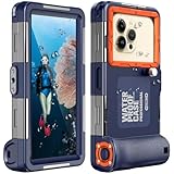 Unterwasser-Tauchgehäuse für iPhone, Samsung Galaxy, Huawei Xiaomi Redmi Smartphones, Professioneller Schutz [15m/50ft], wasserdichte Hülle für Schnorcheln, Surfen, Fotos & Videos (Blau-Orange)