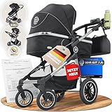 Kinderwagen [3 in 1] - Babyschale, klassischer Babywagen & Autositz in einem Set | Buggys, Kinder Wagen, Baby Stroller | Höchste Sicherheit Inkl. Isofix & 5-Punkt-Sicherheitsgurt | AMOR BABY Primus