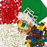 Kreativ-Bauset mit klassischen Bausteinen | 400-teiliges Set | 19 Formen umfassen Türen, Fenster, Dachsteine und Grundplatten | 8 Farben | wiederverwendbarer Aufbewahrungskoffer (Basis Farben)