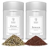 Boomers Gourmet - Orientalische Gewürze Set, Sumach Gewürz I Zatar Gewürzmischung nach Ottolenghi Gewürze Set 2er - 2 Dosen - 165 g