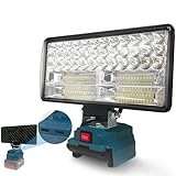 Kabellose LED-Arbeitsleuchte für BOSCH 18V Akku, 90W 5400lm LED Breitstrahl-Flutlicht mit USB- und Typ-C-Ladeanschlüssen, Taschenlampe für Notfälle, Werkstatt, Garage (ohne Akku)