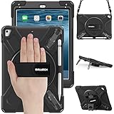 BRAECN Hülle für iPad Air 2, iPad 6./5.Generation, iPad Pro 9.7, Robuste Stoßfeste Schutzhülle mit DREI Multifunktions Ständer, Stifthalterung, Handgurt und Schultergurt - Schwarz