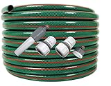 All4You Gartenschlauch 1/2'' Zoll 30m Grün Wasserschlauch Schlauch mit Armaturen : 4-tlg Adapter Set