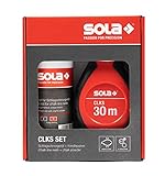 SOLA CLKS Schlagschnur Set Rot - 30 m Markierschnur mit Kreide ROT 230 g im praktischen Set - schneller Schnureinzug durch 6:1 Getriebe - großes und robustes Kunststoffgehäuse