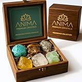 Anima Premium Fülle Heilsteine Set für Erfolg & Glück – Große Rohsteine aus Citrin, Pyrit, Tigerauge, Aventurin, Amazonit & Bergkristall – Holzkiste mit Geschenkcharakter und Begleitheft enthalten