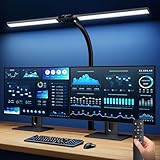 Ehaho 2100LM Schreibtischlampe LED Dimmbar, 24W 80CM Klemmbar Monitor Lampe, 224LED Schwanenhals Homeoffice Büro Tischlampe mit Fernbedienung 10 Farbtemperatur-Helligkeitsstufen für Desk PC