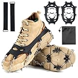 Steigeisen für Bergschuhe, Steigeisen für Wanderschuhe mit 19 Zähne, Leichte Grödel für Wanderschuhe, Verdickte Schuhkrallen aus Edelstahl, für Walking, Joggen, Klettern und Wandern (L)