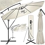 tillvex Alu Sonnenschirm + Abdeckung Ø 300 cm mit Kurbel | Ampelschirm mit Ständer & Windschutz | Gartenschirm UV-Schutz Aluminium | Kurbelschirm Marktschirm wasserdicht 360° drehbar