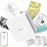 Nelko Mini Drucker PM230 Aufkleber Drucker Fotodrucker mit 3 Rollen Etiketten für Smartphone Thermodrucker Bluetooth Etikettendrucker für DIY Erstellung, Studiennotizen, (Weiß)